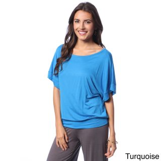 24/7 Comfort Apparel 24/7 Comfort Apparel Womens Banded Dolman Top Blue Size S (4  6)