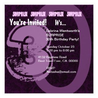 SURPRISE Big 30th Birthday Hues of Purple F004 Invite