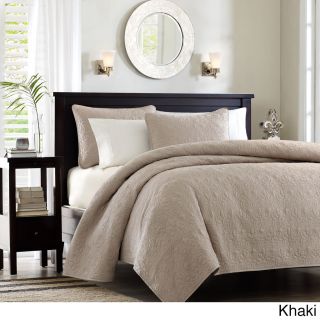 Madison Park Madison Park Mansfield 3 piece Quilted Pattern Coverlet Mini Set Tan Size Full  Queen