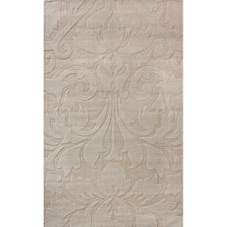 Nuloom Handmade Neutrals And Textures Damask Sand Wool Rug (8 X 10)