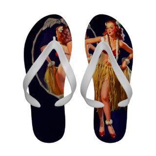 Vintage Gil Elvgren Hula Hawaiian Pin UP Girl Sandals