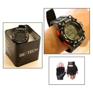 Beatech Heart Rate Monitor Black Watch And Leather Glove Set