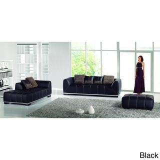 Furniture Of America Pescara 3 piece Leatherette Sofa With Chaise And Ottoman Set