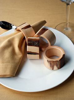 set of 4 wooden napkin rings by ochre & ocre