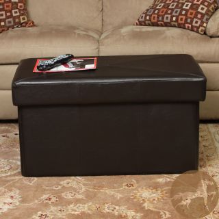 Christopher Knight Home Nottingham Brown Bonded Leather Folding Storage Ottoman