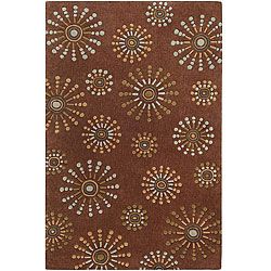 Hand tufted Contemporary Retro Chic Green Brown Geometric Abstract Rug (36 X 56)