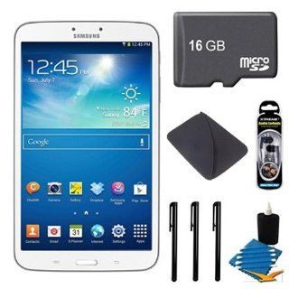Samsung Galaxy Tab 3 (8 Inch, White) SM T3100ZWYXAR Ultimate Bundle   Includes tablet, 16GB Micro SDHC Card, Noise Isolation Earbuds, Deluxe Neoprene Case, 3 Universal Touch Screen Stylus Pens with Pocket Clip, and 3pc. Lens Cleaning Kit Computers & A