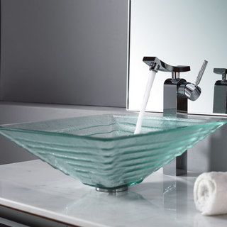 Kraus Bathroom Combo Set Clear Alexandrite Glass Vessel Sink/faucet