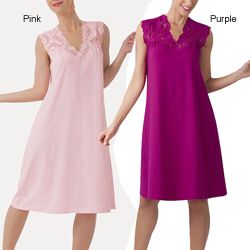 Ilusion Womens Pink Cotton Cap sleeve Nightgown