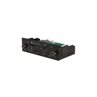ZE C288 Black Aluminum Panel 5.25" Bay All in one USB 2.0 Card Reader with USB 3.0/e SATA Port/HD Audio Ports and two Fan Controllers Computers & Accessories