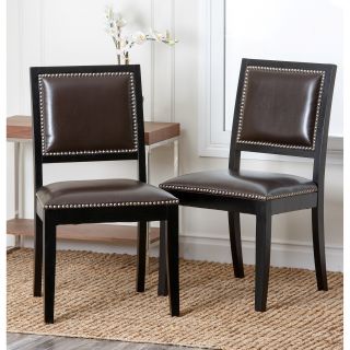 Abbyson Living Monaco Brown Leather Dining Chairs (set Of 2)