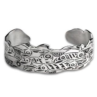 Sterling Silver Salmon Run Bracelet. Made in USA. Barry Herem Jewelry