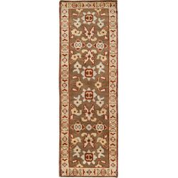 Hand knotted Brown Southwestern Park Ave Wool Rug (26 X 8) With Free Rug Pad