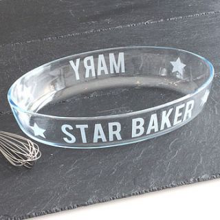 personalised 'star baker' glass dish by becky broome