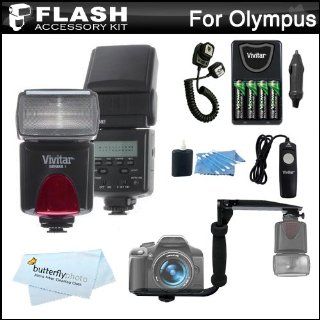 Flash Kit For Olympus EP 1, EP 2, E P3, E PL2, E PL3, E 410E 510E 520E 620E 30 And OM D E M5 Digital Camera Includes Vivitar DF 293 TTL LCD Bounce Zoom Swivel DSLR AF Flash w/LCD Display Includes Reflecting Plate And Wide Angle Flash Diffuser + More  Digi