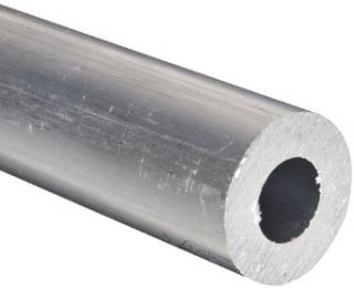 Aluminum 6061 T6 Extruded Round Tubing, ASTM B210, 1.25" OD, 0.75" ID, 0.25" Wall, 12" Length Metal Industrial Wall Tubing