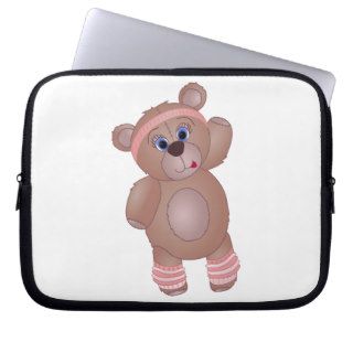 Keep Fit Aerobics Teddy Bear in Girly Pinks Laptop Sleeves