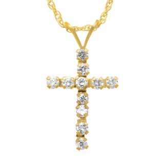 10k Gold Swarovski Elements Cross Pendant Necklace Jewelry