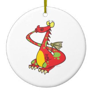 silly dragon with tail in mouth christmas ornament