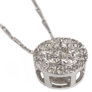 Beverly Hills Charm 14k White Gold 1/2ct TDW Diamond Halo Cluster Necklace Beverly Hills Charm Diamond Necklaces