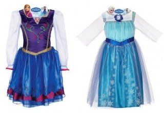 Disney Frozen Anna and Elsa Dress Bundle, Includes Bonus Elsa+anna Tiara with Jewelry Set Toys & Games