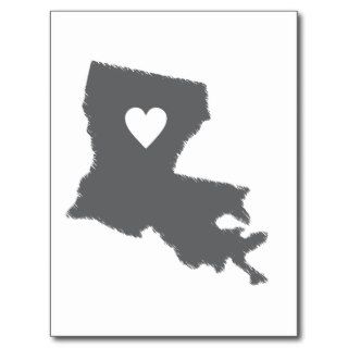 I Heart Louisiana Grunge Look Outline State Love Postcard