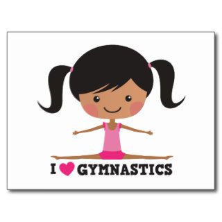I love gymnastics cartoon girl side splits postcard