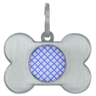Blue Small Diamonds with Blue Background Pet Name Tag
