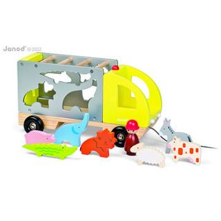 wooden animal shape sorter truck by toys of essence