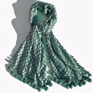 dotty pom pom scarf by handmade by hayley