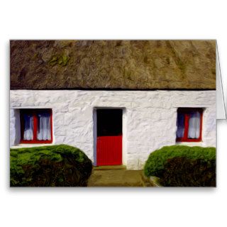 Old Irish Cottage with house warming blessing Greeting Cards