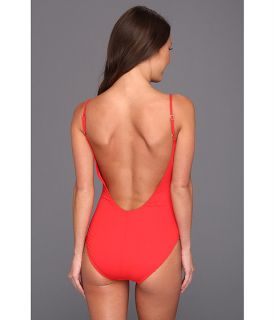 Calvin Klein Solid Low Back One Piece Fiery Red