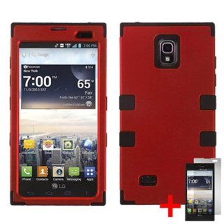 LG SPECTRUM 2 VS930 RED BLACK RIBCAGE HYBRID COVER HARD GEL CASE +FREE SCREEN PROTECTOR from [ACCESSORY ARENA] Cell Phones & Accessories