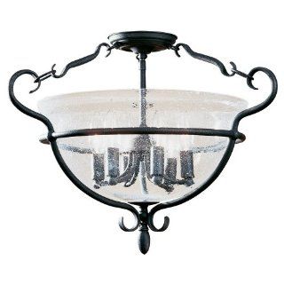 Sea Gull Lighting 7700 07 6 Light Manor House Close to Ceiling Fixture, Clear Seeded Glass and Weathered Iron    