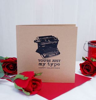 typewriter personalised valentines card by made with love designs ltd