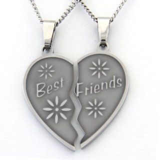 Best Friend Necklaces Break Apart Heart Necklace 2 Half Heart Pieces (2) 18 Inch Chains Friendship Gifts Jewelry