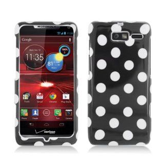 Aimo MOTXT907PCPD301 Cute Polka Dot Hard Snap On Protective Case for Motorola Droid RAZR M XT907   Retail Packaging   Black/White Cell Phones & Accessories
