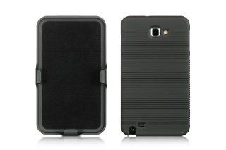 Black Belt Clip Holster Case Shell for AT&T Samsung Galaxy Note LTE i9220 i717 Shellster + Kickstand Stand Horizontal Ribbed Design Shellster Cell Phones & Accessories