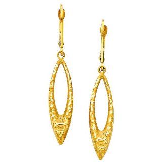 14K Yellow Gold Fancy Dangle Hanging Earrings for Women Jewelry