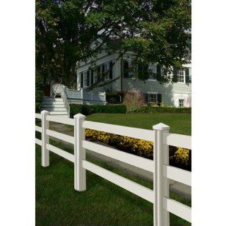 Wambam Traditional 7' X 4' Premium Vinyl 3 rail Ranch style Fence Panel with Post and Cap, 2 pk   White  Outdoor Decorative Fences  Patio, Lawn & Garden