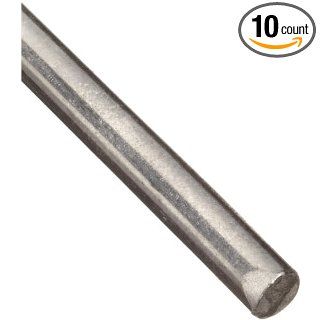 304 Stainless Steel Wire, Unpolished (Mill) Finish, Spring Temper, Precision Tolerance, ASTM A313, 0.105" Diameter, 60" Length (Pack of 10)