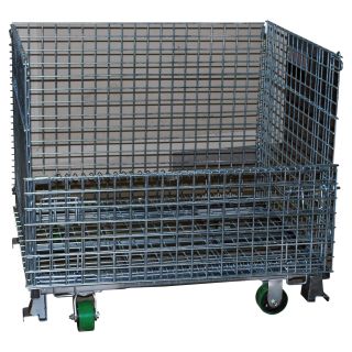 Atlas Collapsible Wire Mesh Extra-Large Basket with Casters — 4,000-Lb. Capacity, Model# W-2-404842-CS  Wire Bins