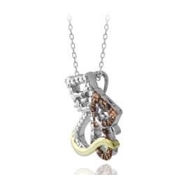 DB Designs Tri color Gold Over Silver 1/10ct TDW Red Diamond Cats Necklace DB Designs Diamond Necklaces