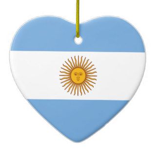Golden Sun Argentina Flag Heart Shape Decoration Christmas Tree Ornament