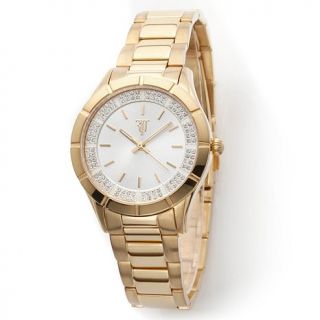 Timepieces by Randy Jackson Ladies' Grooved Bezel Sunray Crystal Dial Bracelet
