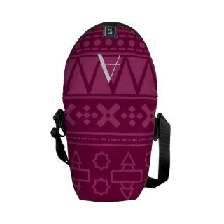Monogram plum purple aztec pattern messenger bags