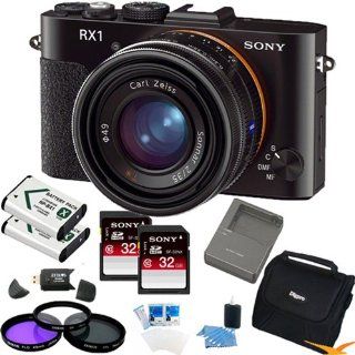 Sony DSC RX1/B DSCRX1B DSC RX1 DSC RX1/B RX1 DSCRX1 Cybershot Full frame Digital Camera ESSENTIALS Bundle with 32GB High Speed SD Cards (qty 2) Spare Lithium Batteries (Qty 2), Spare Battery Charger, Deluxe Multi Coated Filter Kit, Padded Case + More  Di