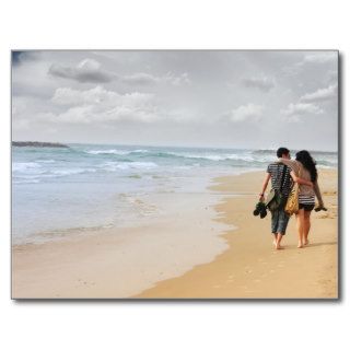 two lovers on the beach post card