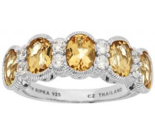 Judith Ripka Sterling 2.90ct Golden Beryl & Diamonique Band Ring —