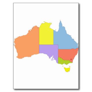Australia Color Map, Australia Post Card